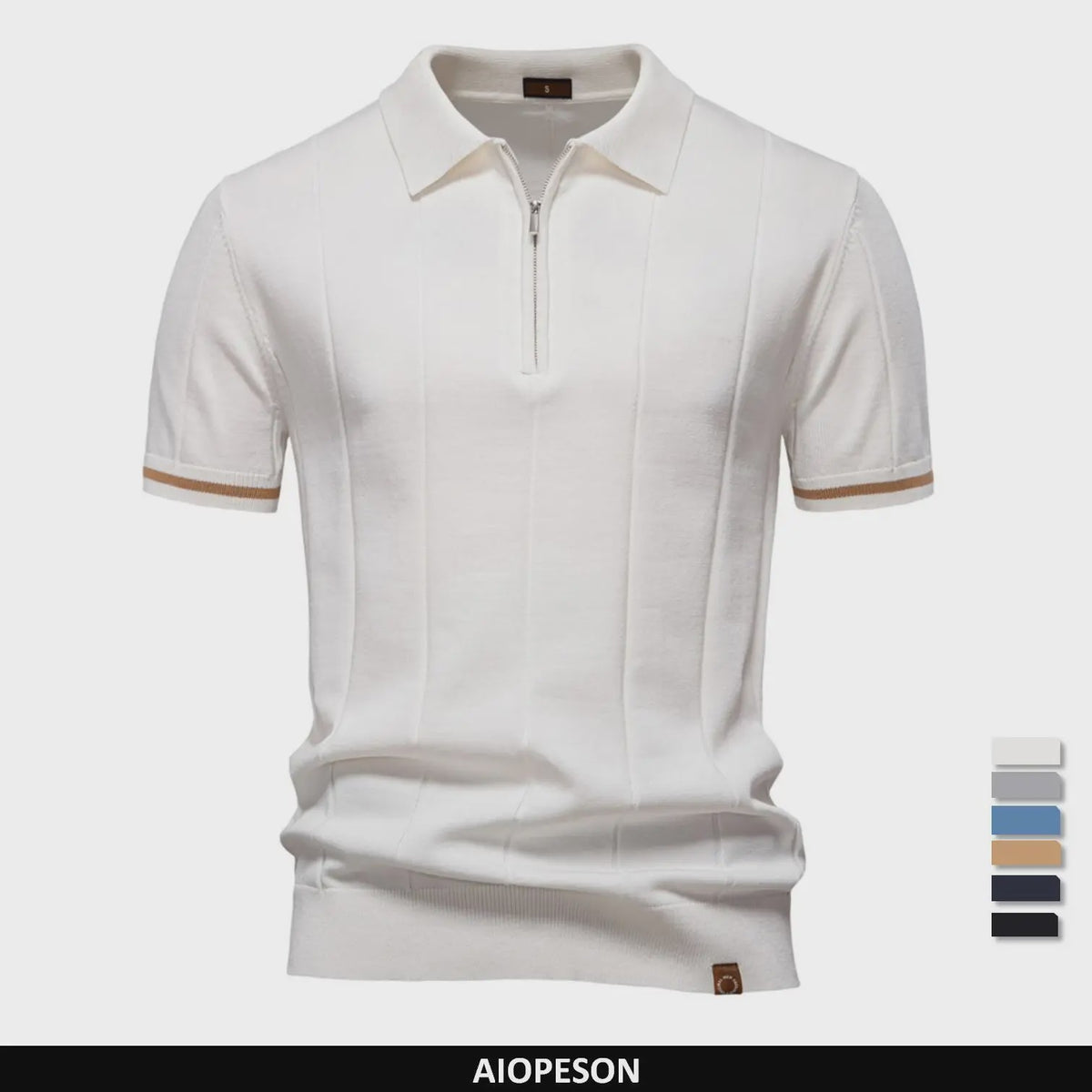 Heren Gebreide Polo met Rits - Slim Fit Sport & Casual