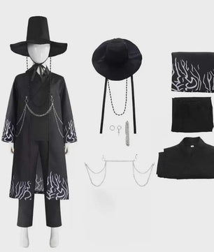 Jinu Cosplay Kostuum Set - Zwart Pak Outfit met Hoed, Riem en Accessoires voor Halloween & Carnaval