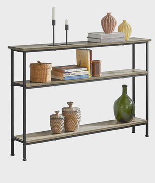 Vintage Console Tafel met 3 etages - Smalle Haltafel & Bijzettafel