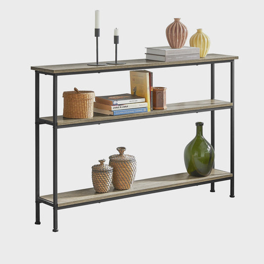 Vintage Console Tafel met 3 etages - Smalle Haltafel & Bijzettafel