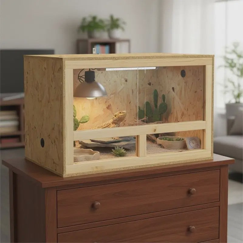 OSB Terrarium 80x50x50 cm voor Reptielen & Knaagdieren - Inclusief Thermometer