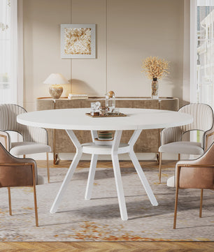 Ronde Eettafel 120cm met Opslag - Hout & Metaal - Geschikt voor 4-6 Personen