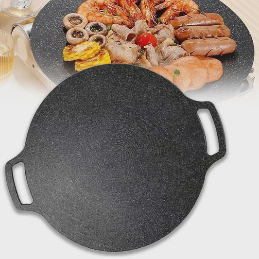 KOSUN Grillpan Rond Non-stick Maifan Steen - Indoor/Outdoor BBQ, Gas & Inductie