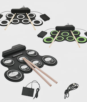 Compacte USB Roll-Up Elektronische Drumstel Set met 7 Pads, Drumstokken en Voetpedaal - Ideaal voor Beginners