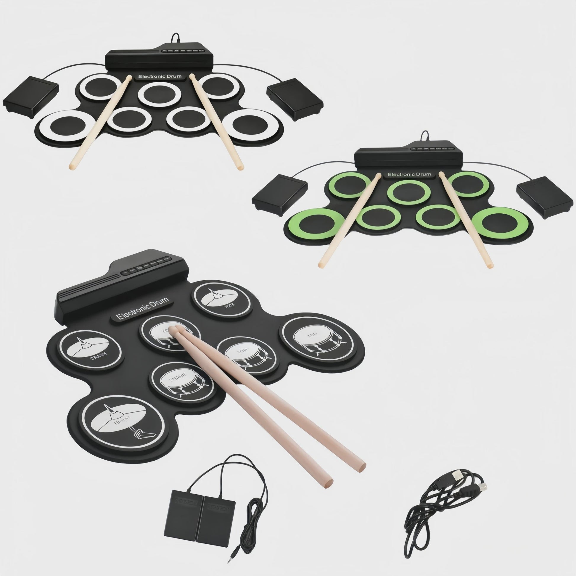Compacte USB Roll-Up Elektronische Drumstel Set met 7 Pads, Drumstokken en Voetpedaal - Ideaal voor Beginners