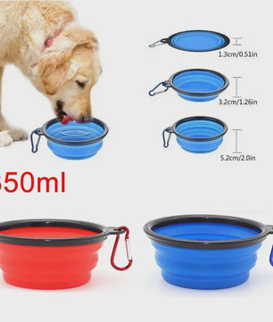 Opvouwbare Hondensnoepbak 350ML - Draagbare Siliconen Reisbak voor Honden en Katten met Karabijnhaak