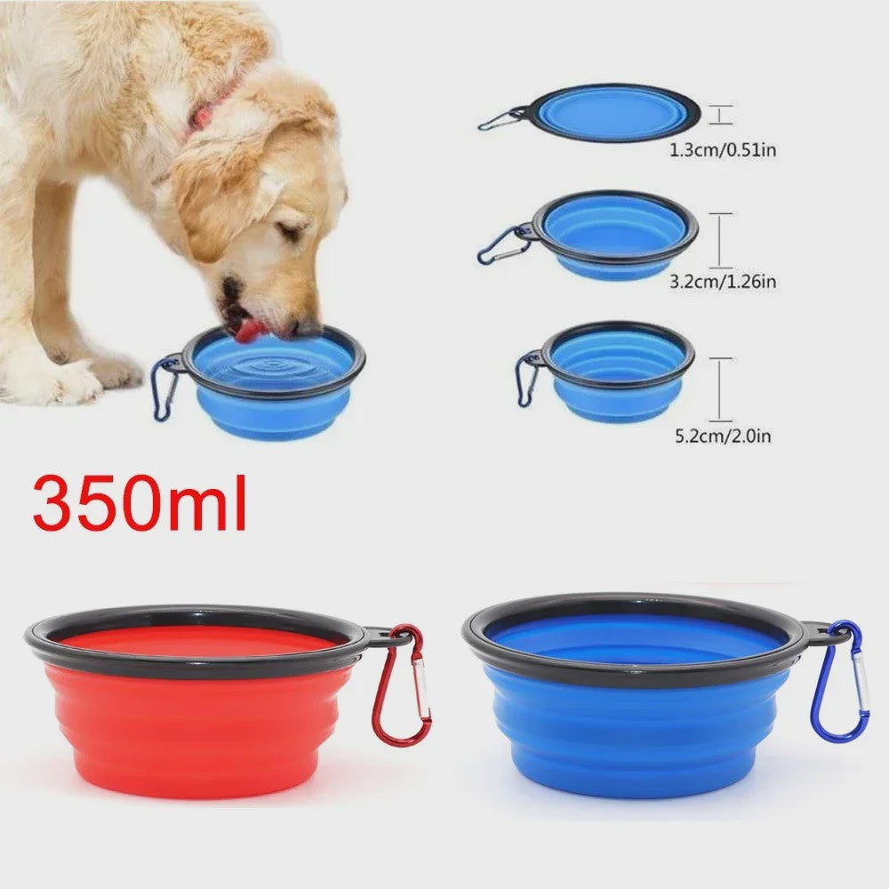 Opvouwbare Hondensnoepbak 350ML - Draagbare Siliconen Reisbak voor Honden en Katten met Karabijnhaak