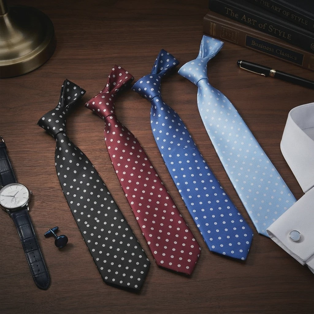 Skinny Polka Dot Stropdas voor Heren - 8cm Slim Polyester Jacquard