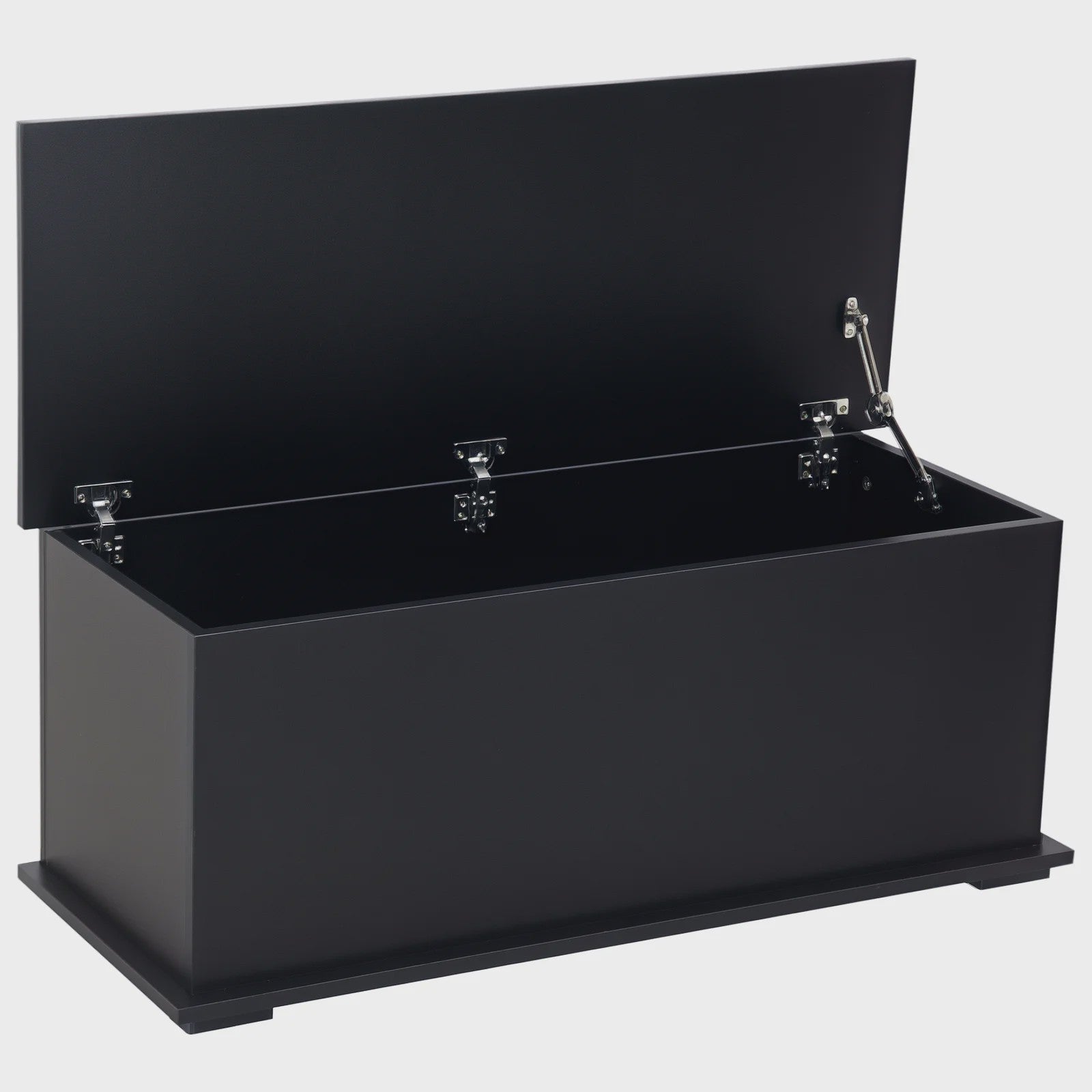 Grote Zwarte Houten Opbergkist met Scharnierend Deksel - 100x40x40 cm