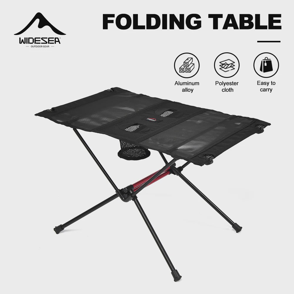 WIDESEA Opvouwbare Campingtafel - Lichtgewicht, Draagbaar & Compact met Bekerhouders