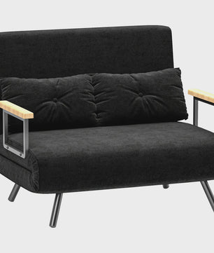 Zwarte 4-in-1 Sofa Bed met Verstelbare Rugleuning en 2 Kussens - Compact en Multifunctioneel