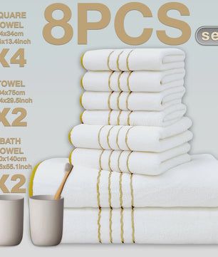 Luxe 8-delige Koraal Fleece Handdoekenset - Zacht, Absorberend & Sneldrogend