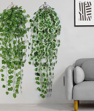 90cm Kunstplant Hangplant Klimop Pothos Begonia Druivenblad - Decoratieve Muurdecoratie