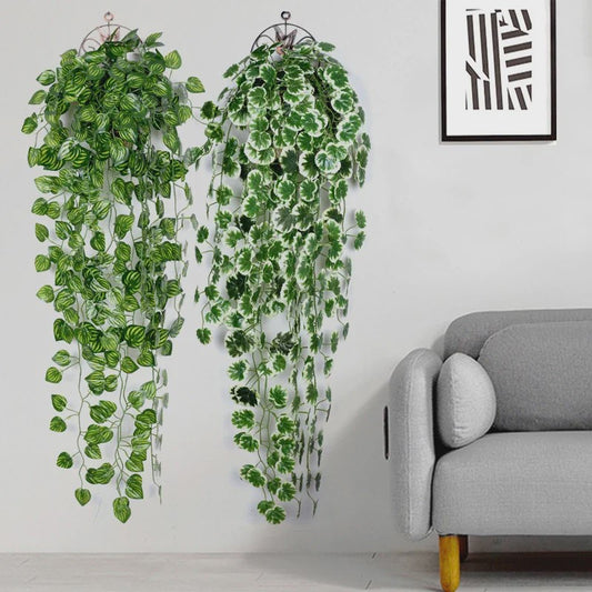 90cm Kunstplant Hangplant Klimop Pothos Begonia Druivenblad - Decoratieve Muurdecoratie