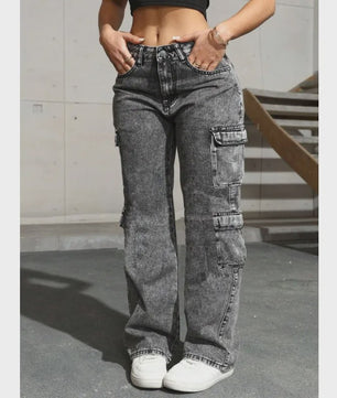 Y2K Cargo Jeans Dames - Hoge Taille, Stretch, Retro Stijl