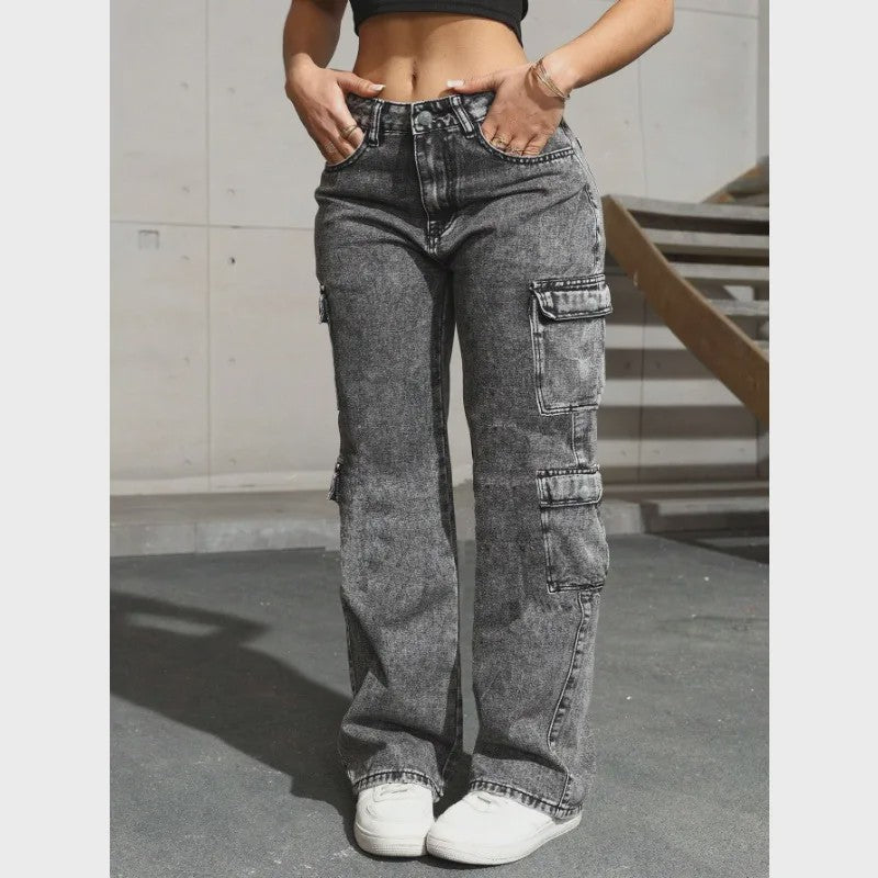 Y2K Cargo Jeans Dames - Hoge Taille, Stretch, Retro Stijl
