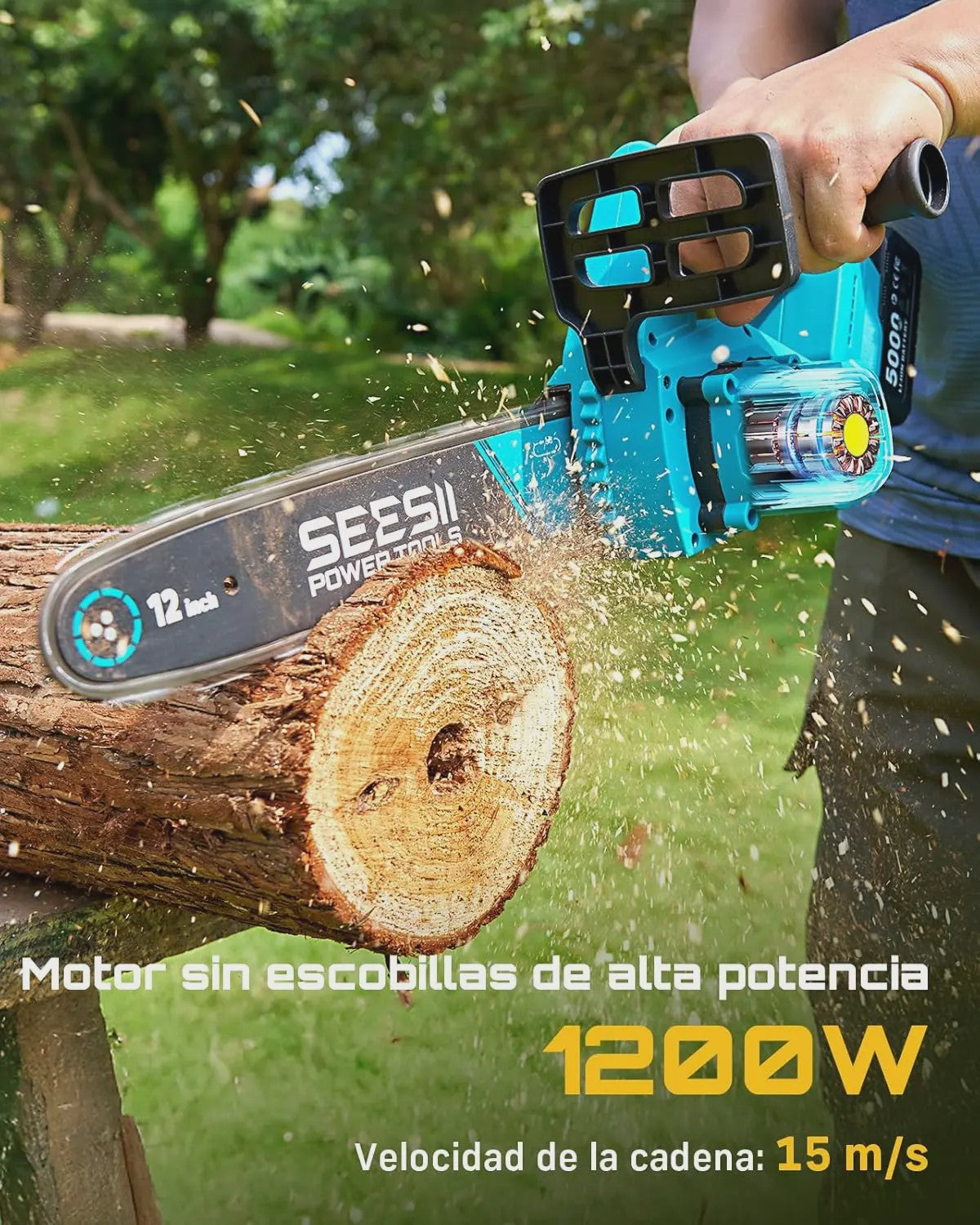Accu Kettingzaag 1200W 12-inch Borstelloos - Krachtig & Snoerloos Tuinieren