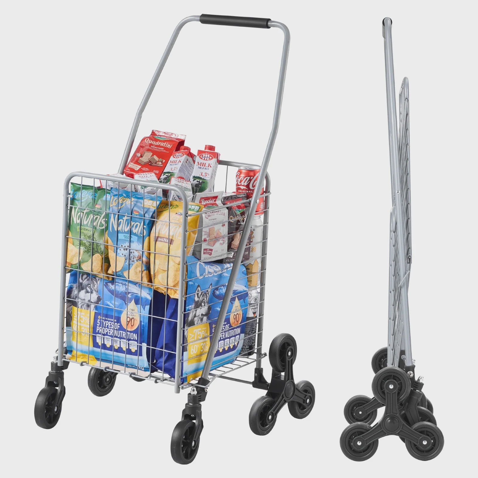 Opvouwbare Boodschappenkar met Traplift Wielen - Lichtgewicht & 45L Inhoud