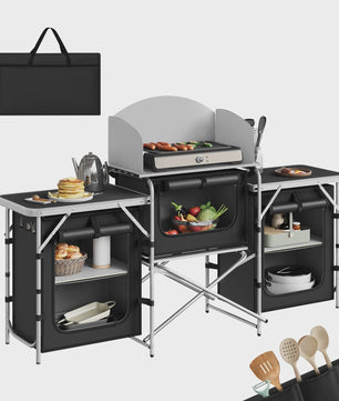 WOLTU Aluminium Camping Keuken - Opvouwbaar met Werkbladen en Opbergruimte