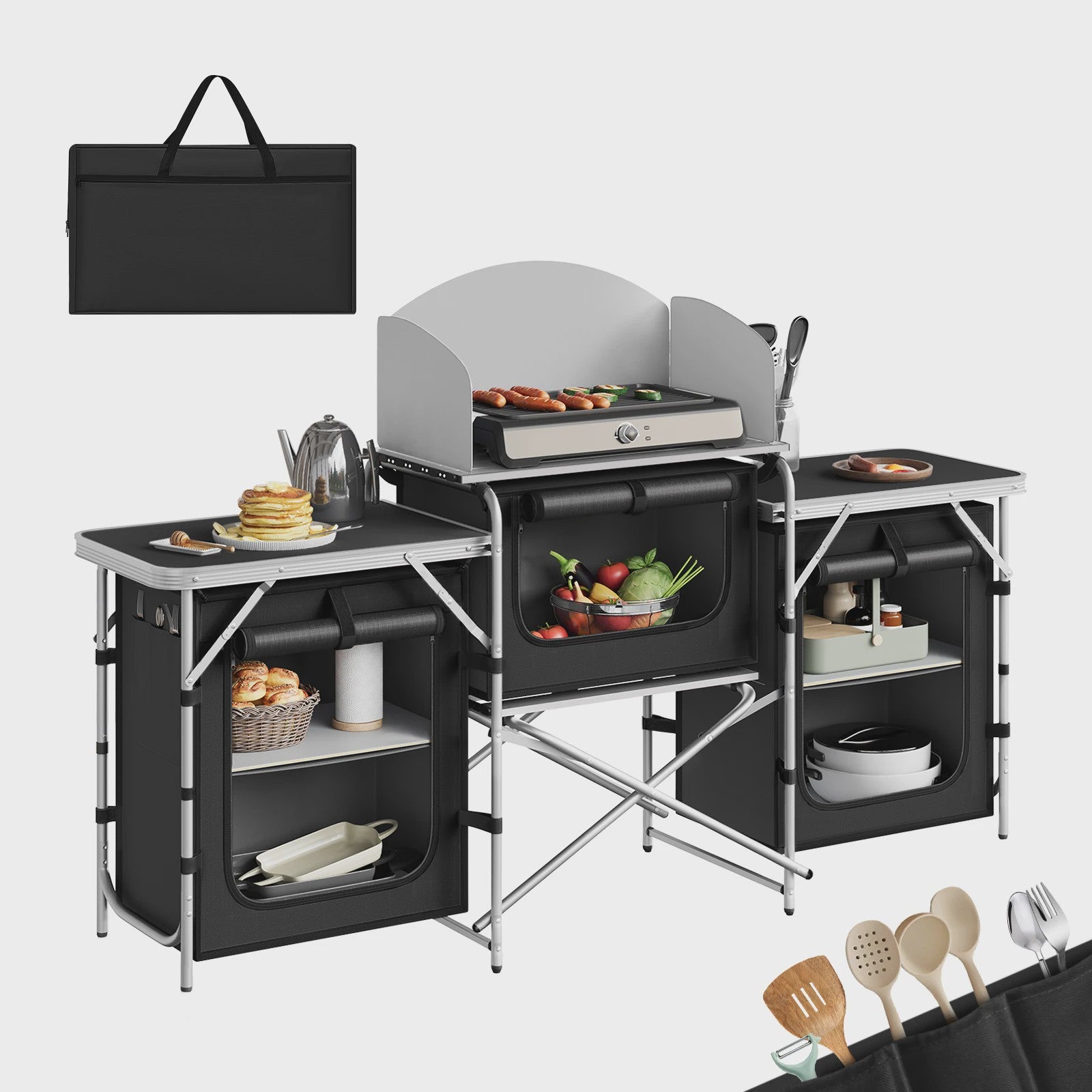 WOLTU Aluminium Camping Keuken - Opvouwbaar met Werkbladen en Opbergruimte