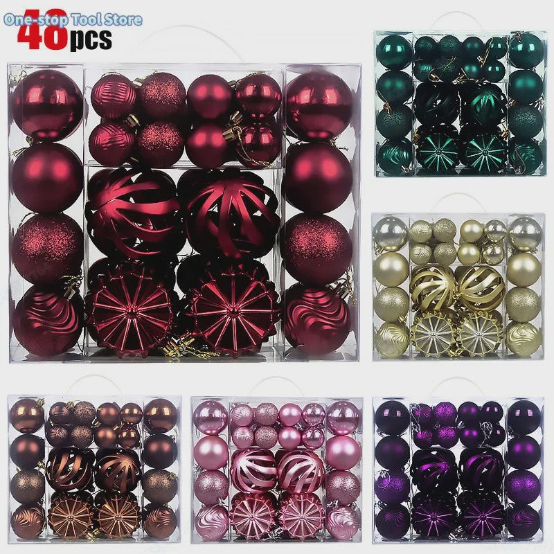 48x Kerstballen Set 4/6/8cm - Diverse Vormen & Afwerkingen - Decoratie Hangertjes