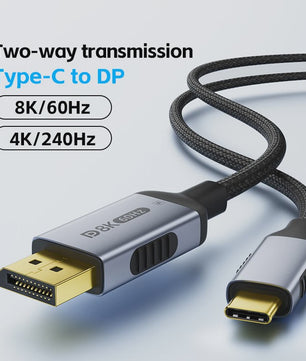 USB-C naar DisplayPort 2.1 Kabel - 8K@60Hz, 4K@144Hz - Thunderbolt 4/3 Compatibel