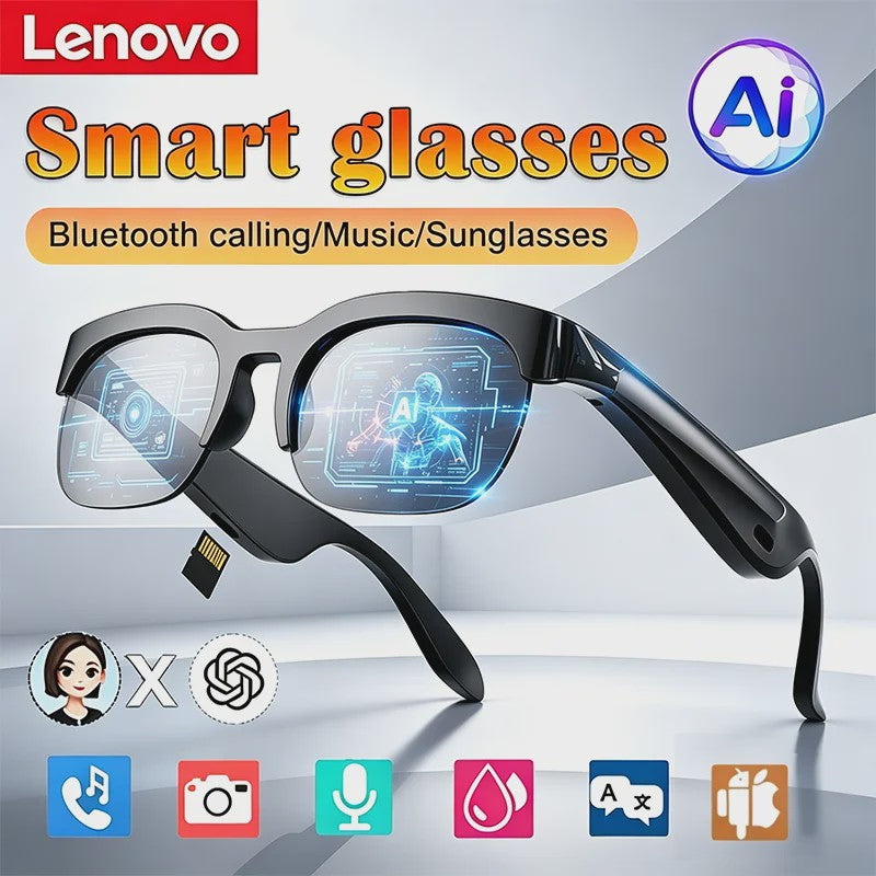 Lenovo 8K AI Smart Bril: Bluetooth Bellen, Opnemen, Vertalen & Muziek