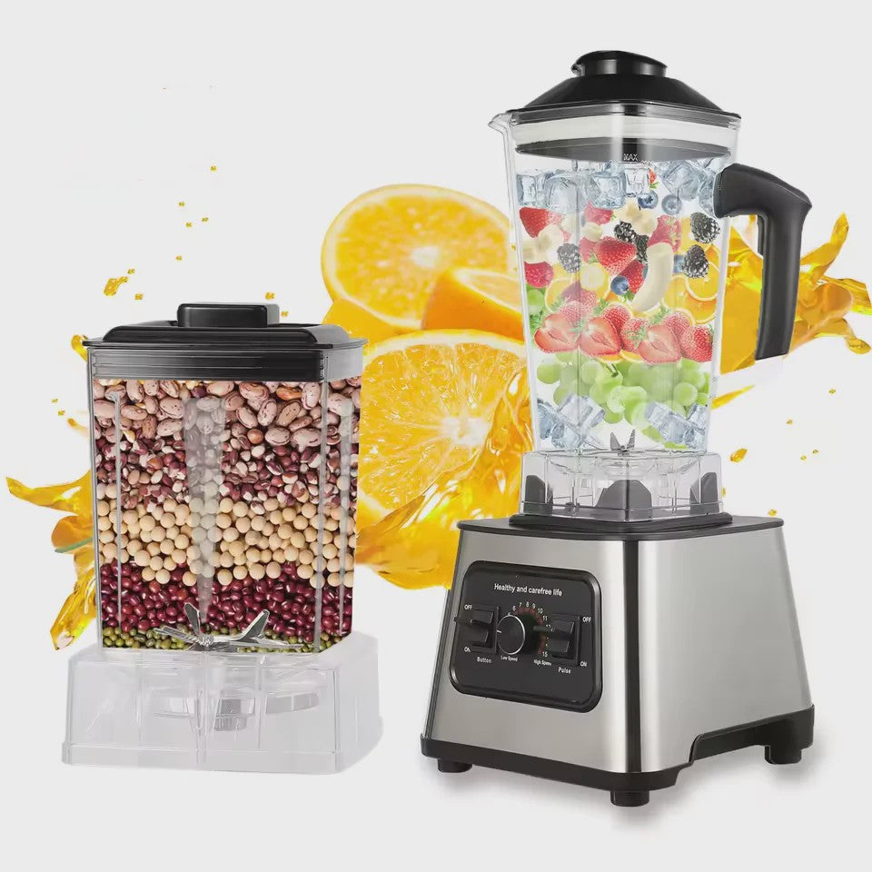 Professionele 2-in-1 Blender: 800W, 27000RPM, 2L+0.5L Dubbele Jars, IJs Crushen, Malen & Smoothies