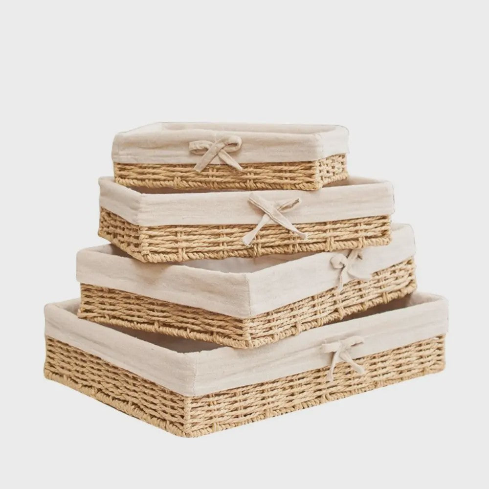 Handgemaakte Rotan Opbergmand Rechthoekig - Bohemian Stijl