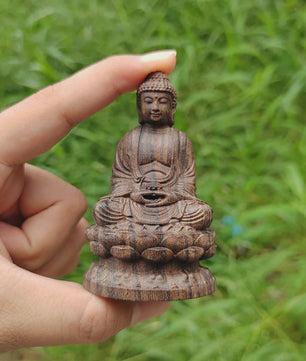 Houten Zittende Buddha Beeldje op Lotus – Zen Decoratie & Spirituele Figuur