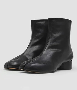 Luxe Dames Enkellaarsjes met Split Toe - Echt Leer, Lage Hak - Herfst/Winter Collectie