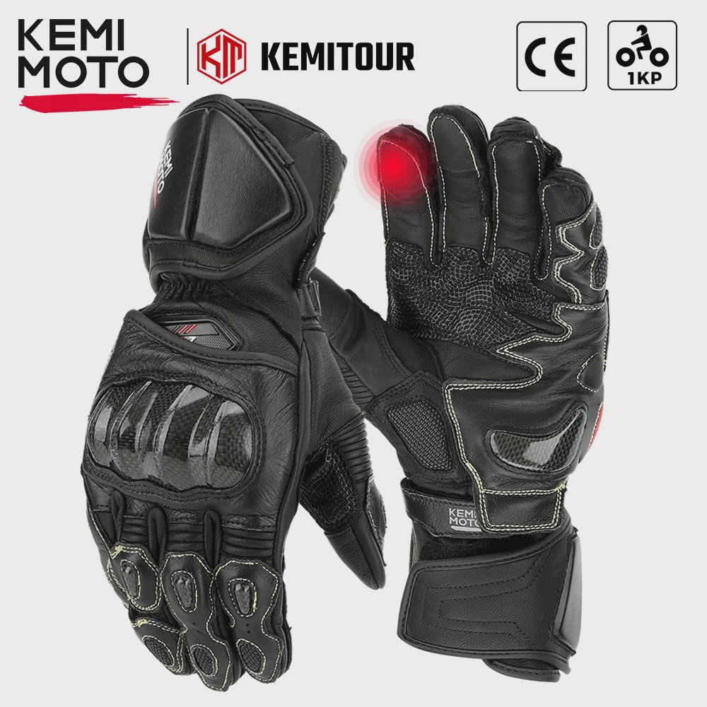 KEMIMOTO Lederen Motorhandschoenen met Kevlar Bescherming - Herfst/Zomer