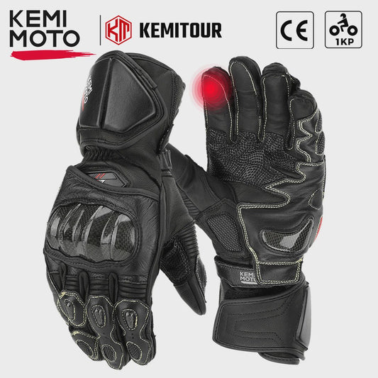 KEMIMOTO Lederen Motorhandschoenen met Kevlar Bescherming - Herfst/Zomer