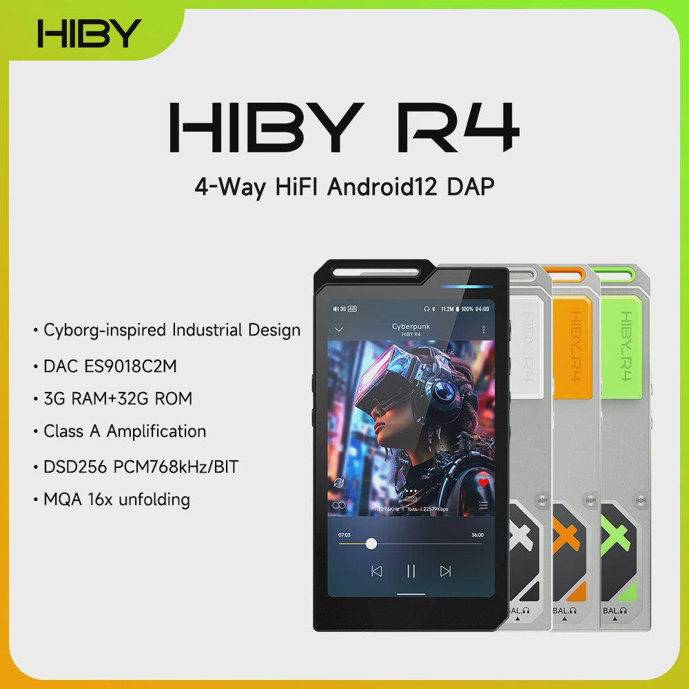 HiBy R4 HiFi Music Player: Quad DAC, Android 12, MQA & DSD256 met 11 uur batterijduur