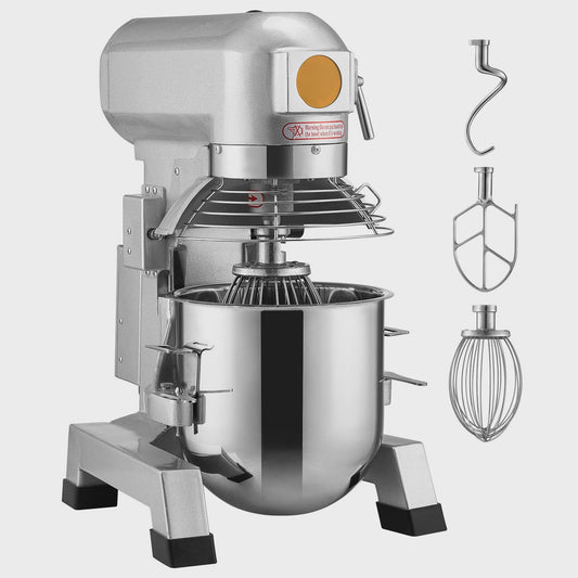 Professionele Standmixer 20L - 3 Snelheden, Deegmixer met RVS Kom & 3 Opzetstukken