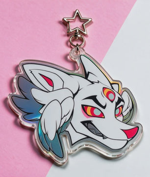 Unieke Vleugels Wolf Sleutelhanger met Derde Oog - Furry Anthro Charm voor Tas Decoratie