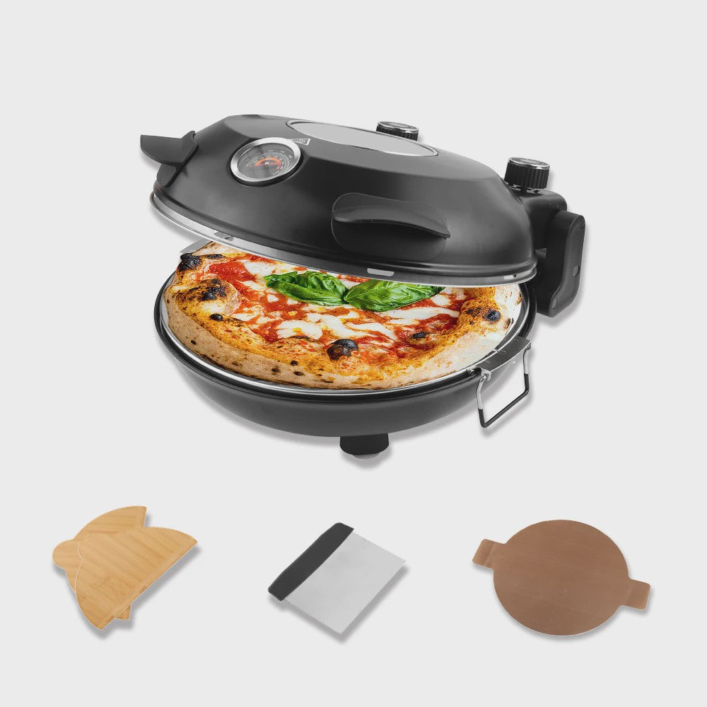 Elektrische Pizzaoven 12 Inch - 1200W met Keramische Steen & Precisie Temperatuurregeling tot 420°C