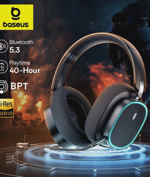 Baseus GH02 Gaming Headset: Draadloos, Bluetooth 5.3, 2.4G, RGB, 40mm Drivers, 40u Batterij