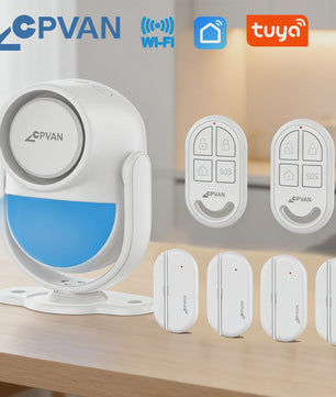 CPVAN Smart Home Alarm Systeem met PIR Bewegingsmelder, Deursensor en Afstandsbediening - Tuya WIFI