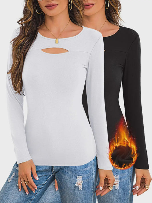 Dames Ribgebreide Longsleeve met Asymmetrische Halslijn - Slim Fit & Elegant