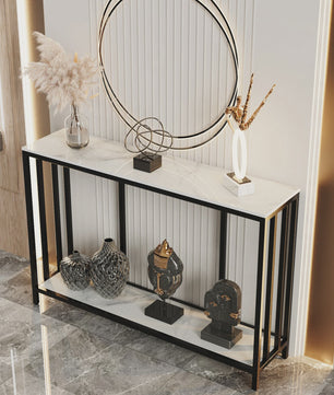 Moderne Console Tafel 120cm met Sintered Stone Top en Metalen Frame