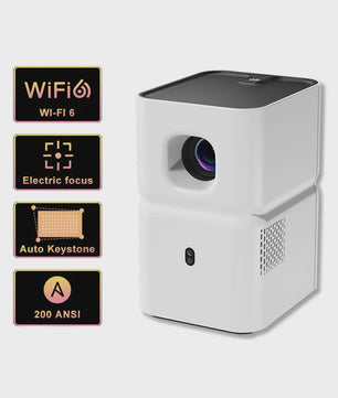 PANDA PF03 Projector: Draadloze Full HD Beamer met Bluetooth, WiFi6, Auto Keystone & 200 ANSI Lumen voor Thuis en Buiten