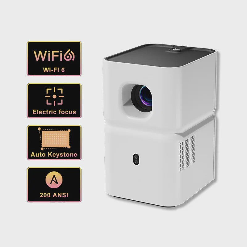 PANDA PF03 Projector: Draadloze Full HD Beamer met Bluetooth, WiFi6, Auto Keystone & 200 ANSI Lumen voor Thuis en Buiten