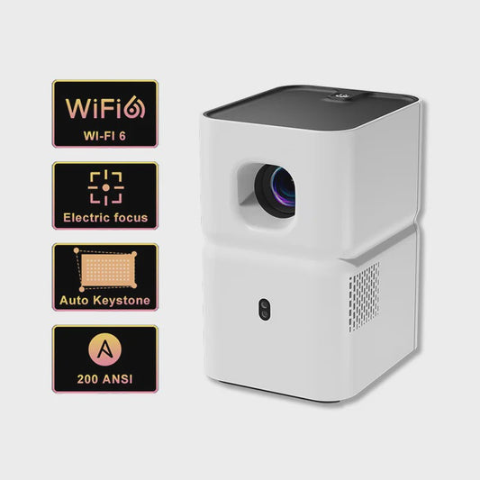 PANDA PF03 Projector: Draadloze Full HD Beamer met Bluetooth, WiFi6, Auto Keystone & 200 ANSI Lumen voor Thuis en Buiten