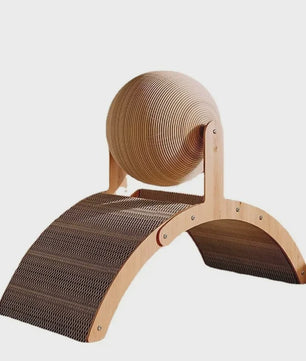 2-in-1 Kattenkrabbal met Houten Structuur en Sisal Krabplank