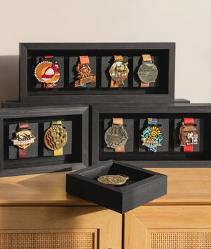 Houten Medaille Display Frame met Fotolijst - Voor Marathon, Sport en Herinneringen