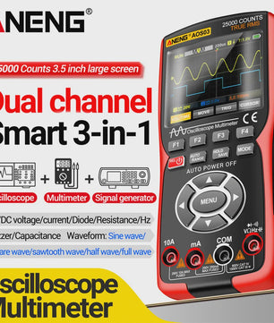 ANENG AOS03 Digitale Oscilloscope Multimeter met Signaalgenerator - 50MHz Dual Channel Tester