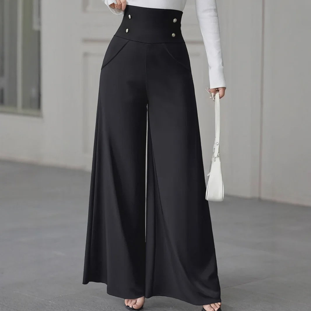 Modieuze Wijde Pijp Pantalon Dames - Comfortabel & Ademend Kantoor & Casual
