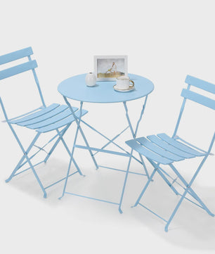 Inklapbare Bistro Set 3-delig Staal - Tuin, Balkon & Terras Meubilair