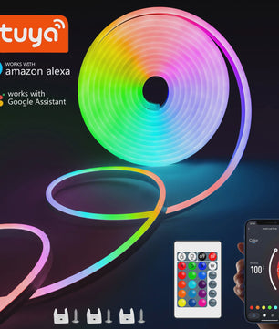 RGB Neon LED Strip 1-5M Waterdicht IP65 met Tuya App & Afstandsbediening - Flexibele Decoratieverlichting
